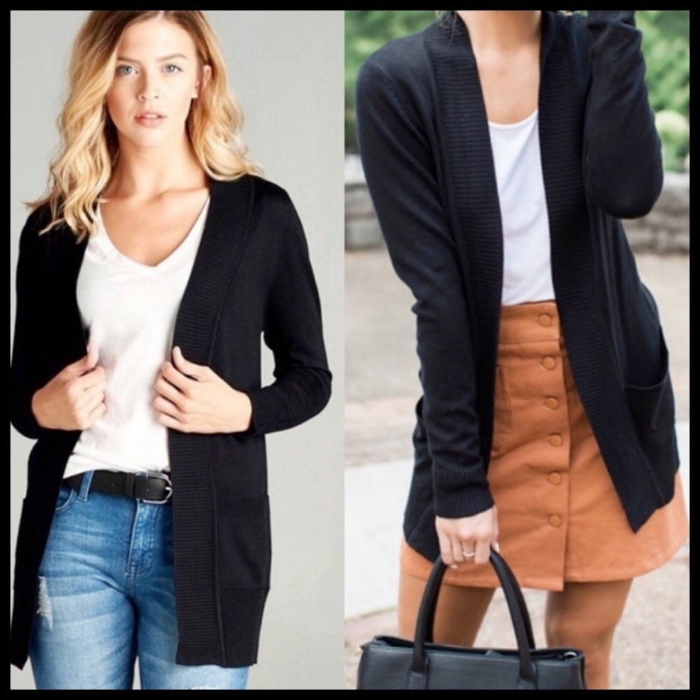 🎉HP🎉 Black Cardigan, Sweater Material, NIP - Picture 2 of 3
